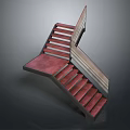 Modern Architectural Staircase Design With Red Wooden Steps And Metal Railings