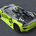 Yellow And Black Racing Sports Car With Aerodynamic Rear Wing And Stripe Design Details