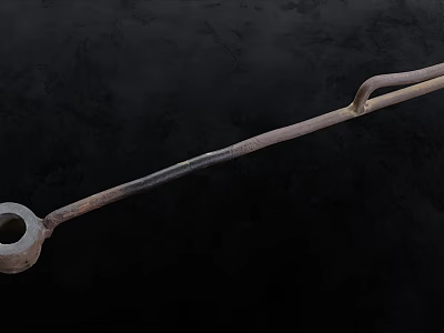 Durable Metal Hardware Tool With Long Handle Circular Hole And Curved Hooks 3d model