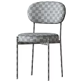 Modern Minimalist Chairs With Gray And Blue Velvet Seats And Black Metal Frames
