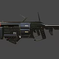 Futuristic Black Guns With Metallic Structure LED Lights Sleek Design And Ammunition