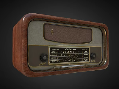 Vintage Wooden Case Radio Speaker With Classic Knobs And Retro Dial Design 3d model