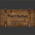 Wooden Chest With Metal Straps Leather Handle Engraved Pearl Harbor Coordinates Pacific Ocean