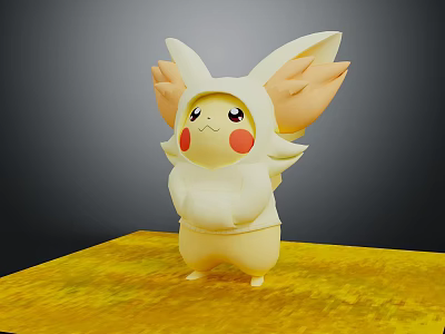 Pikachu Pokémon Game Anime Character Standing With Yellow Body Red Cheeks Large Ears And Winged Design 3d model
