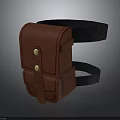Brown Leather Small Waist Bag With Black Strap And Gold Buttons For Daily Use