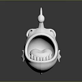 White Fish Shaped Furniture Decor With Shiny Surface Open Mouth And Curved Top Fin