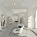 Modern Clothing Store Interior With Stylish Apparel Racks Mannequins And Fashion Display Area