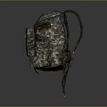 Military Style Camouflage Backpack With Multiple Pockets And Brown Straps For Outdoor Activities