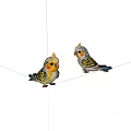 Two Colorful Parrot Figurines With Yellow Blue Feathers As Decorative Ornaments