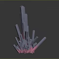Glowing Blue And Pink Crystal Cluster With Geometric Structure On Dark Background