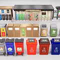 Garden Decorative Trash Bins with Various Colors and Recycling Symbols for Outdoor Use