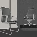 Modern Office Chair With Mesh Backrest Fixed And Rolling Base Gray Silver Design 3d model
