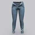 Slim Fit Blue Denim Jeans With High Waist And Front Pockets Design