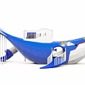 Blue Whale Shaped Kids Outdoor Playground Equipment With Slide And Stairs