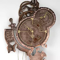 Vintage Mechanical Wall Clock With Decorative Gears Ornate Design And Hanging Pendulum
