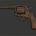 Vintage Revolver With Wooden Grip And Aged Metal Classic Design Weapon