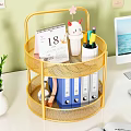 Golden Shelf Book Decoration Photo Frame Computer Keyboard Mouse Hanging Picture Calendar Notebook Changhong Glass Desk Study Mixed Oil 3d model