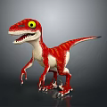 Animated Cartoon Dinosaur Character With Red White Body And Yellow Eyes