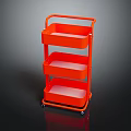 Orange Three Tier Storage Cart With Open Trays Mobile Utility Shelving Unit
