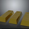Three Shiny Golden Gold Bars Displayed On Dark Background With Inscriptions