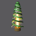 Stylish Modern Green Spiral Table Lamp With Glowing Bulb And Brown Base Design