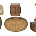 Various Natural Rattan And Wooden Woven Design Decorative Stools Collection