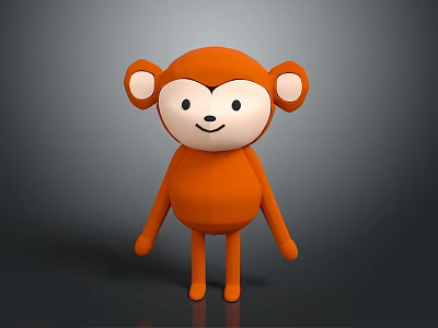 Cute Orange Monkey Plush Doll With Smiling Face For Kids Playtime 3d model