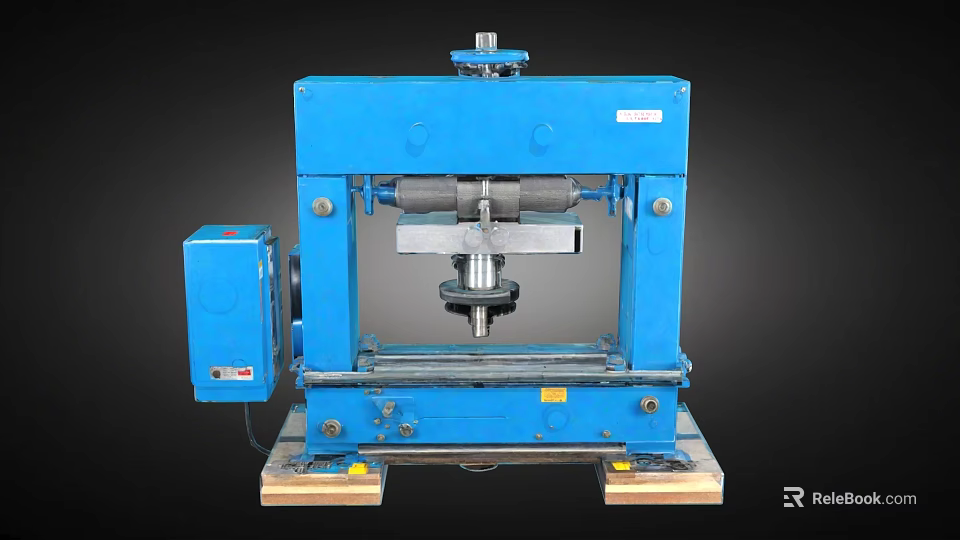 Blue Industrial Hydraulic Press Equipment with Heavy Metal Frame Control Panel and Stable Base 3d model 