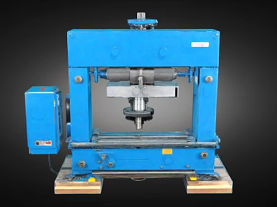 Blue Industrial Hydraulic Press Equipment with Heavy Metal Frame Control Panel and Stable Base 3d model