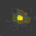 Aerial Planning of Modern Residential Community with Central Green Space Symmetrical Layout and Palm Trees