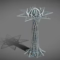 Futuristic Tall Tower Building With Radial Top And Streamlined Metal Glass Design