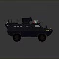 Police Armored Military Vehicle With Roof Antennas Red Blue Lights And Equipment
