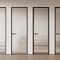 Modern Interior Hinged Doors With Black Frames And Various Glass Patterns 3d model