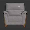 Light Gray Upholstered Single Sofa With Wooden Legs And Modern Design