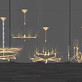 Modern Interior Design With Elegant Chandeliers Featuring Glass And Gold Details