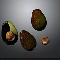 Vibrant Ripe Avocado Halved and Whole with Pit Showcasing Fresh Texture on Dark Background