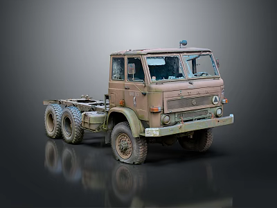Old Military Truck With Camouflage Paint Six Wheel Chassis And Front Cabin 3d model