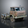 Old Military Truck With Camouflage Paint Six Wheel Chassis And Front Cabin