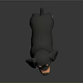Cartoon Dachshund 3D Model Figure With Black Orange Coat And Shiny Reflective Surface
