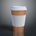 Practical Disposable Coffee Cup With White Lid White Sleeve And Brown Paper Body