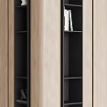 Modern Decorative Cabinet with Wooden Finish Open Shelves and Closed Storage Design