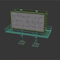 Architectural Billboard Structure With Metal Frame Red Pedestals And Drawing Lines