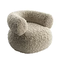 Plush Beige Single Sofa With Round Shape And Cozy Armrest Design