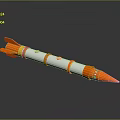 Orange and White Rocket Weapon with Fins and Detailed Yellow Markers Design