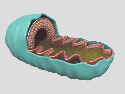 Cellular Organization System Detailed Mitochondria Structure with Cristae and Membrane Layers 3d model