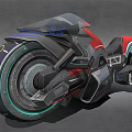 Futuristic Red And Black Motorcycle With Sleek Body And Illuminated Green Rims