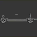 Car Chassis Structure With Frame Wheels Battery Pack And Suspension Components