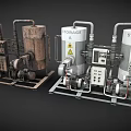 Industrial Storage Equipment System With Tanks Pipes Control Panels And Pumps