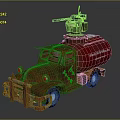 Rusty Military Tanker Truck Featuring Machine Gun on Top Road Raiders