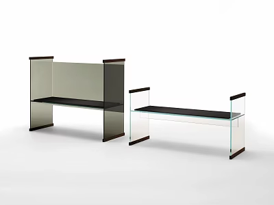 Modern Glass Sofa Stools With Transparent And Dark Metal Frame Designs 3d model